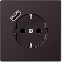 Розетка с заземлением +1хUSB тип A без рамки Jung LS990 metal 1-м. алюминий картинка
